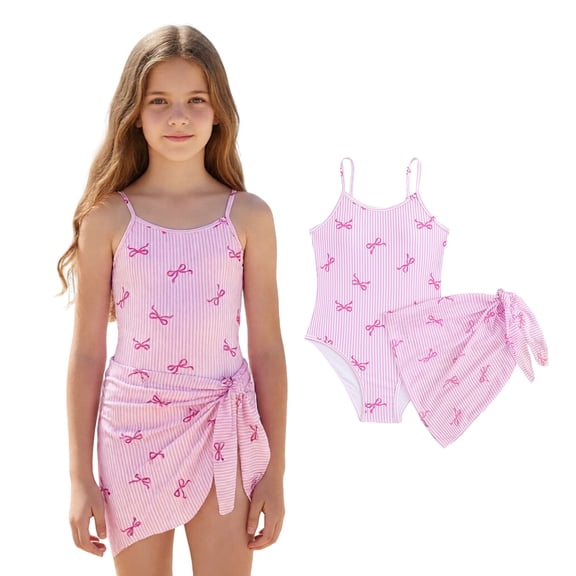 Girls Swimsuit 2 Piece Bikini Sets Beach Bow Swimsuit Cute Girls Swimsuits Size 10-11 Years Two Piece