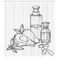 thumbnail image 3 of Avocado Shower Curtain, Natural Avocado Tropical Fruit and Seed with Jar of Oil Sketch Illustration, Fabric Bathroom Set with Hooks, 69W X 75L Inches Long, Black and White, by Ambesonne, 3 of 3