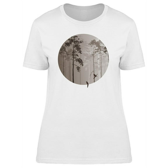 Pine Forest Round Frame T-Shirt Women -Image by Shutterstock, Female Medium
