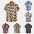 thumbnail image 4 of Mens Fashion 3D Decorative Pattern Button Shirts Ethnic Style Short-sleeved Tops, 4 of 7