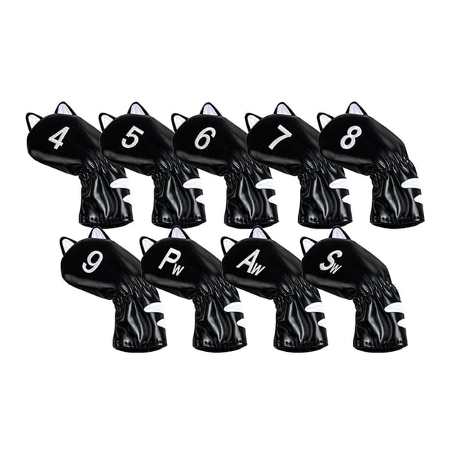 facefd Couvre-Têtes de Golf Maillet Putter Équipement d'Entraînement Extérieur 9 Pcs Fer Noir