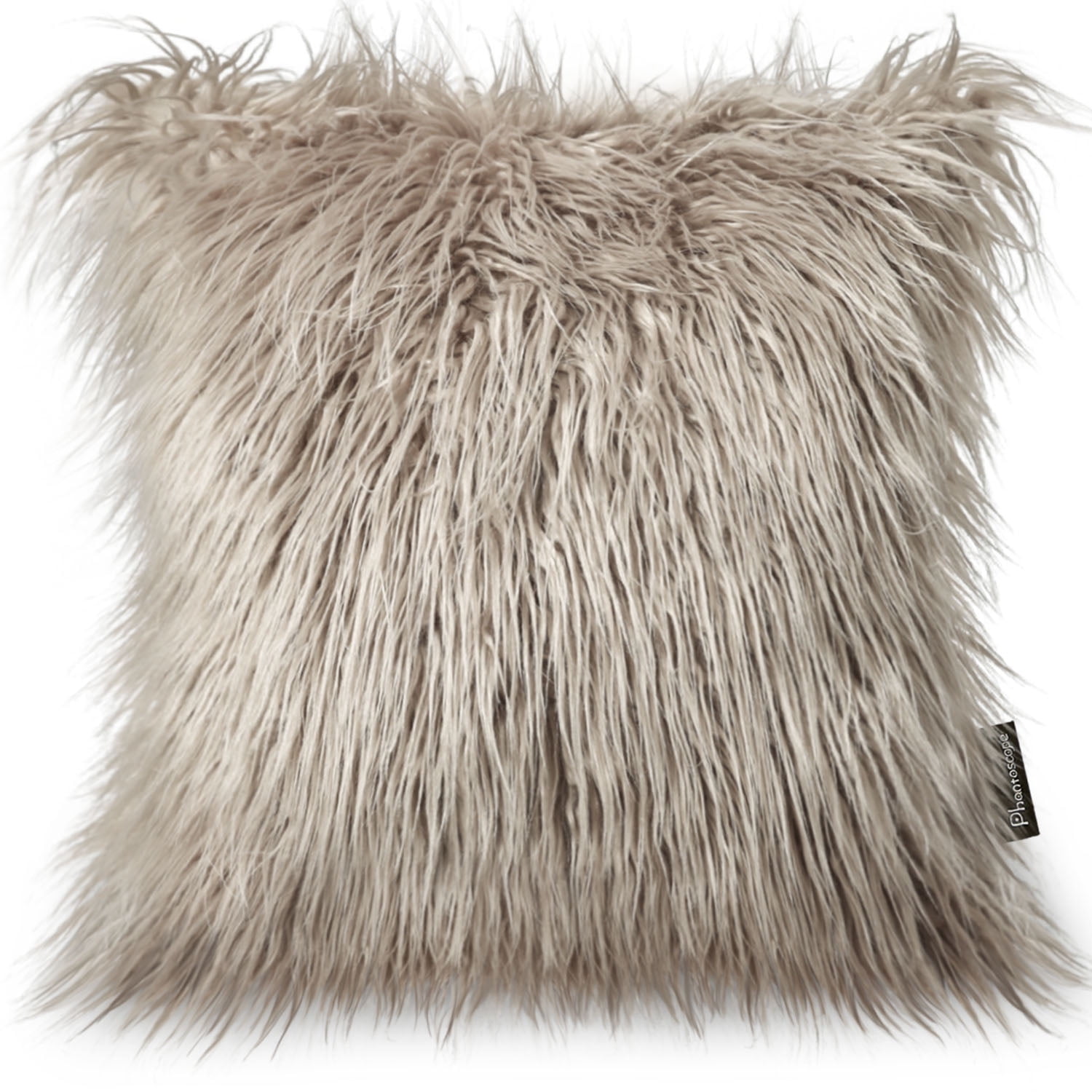 Phantoscope Merino Style Faux Fur Series Decorative Throw Pillow, 20" x 20", Beige, 1 Pack