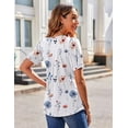 thumbnail image 5 of Zeagoo Women's Puff Short Sleeve Tunic Tops Pleated Floral Print V Neck Blouses Dressy Casual Loose Summer T-Shirts, 5 of 6