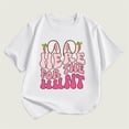 thumbnail image 4 of Girls Shirts Size 14-16 Girls Spring Summer Casual Short Sleeve T Shirt Easter Bunny Alphabet Printed Round Neck Comfortable Children's Wear White, 6-7 Years, 4 of 4