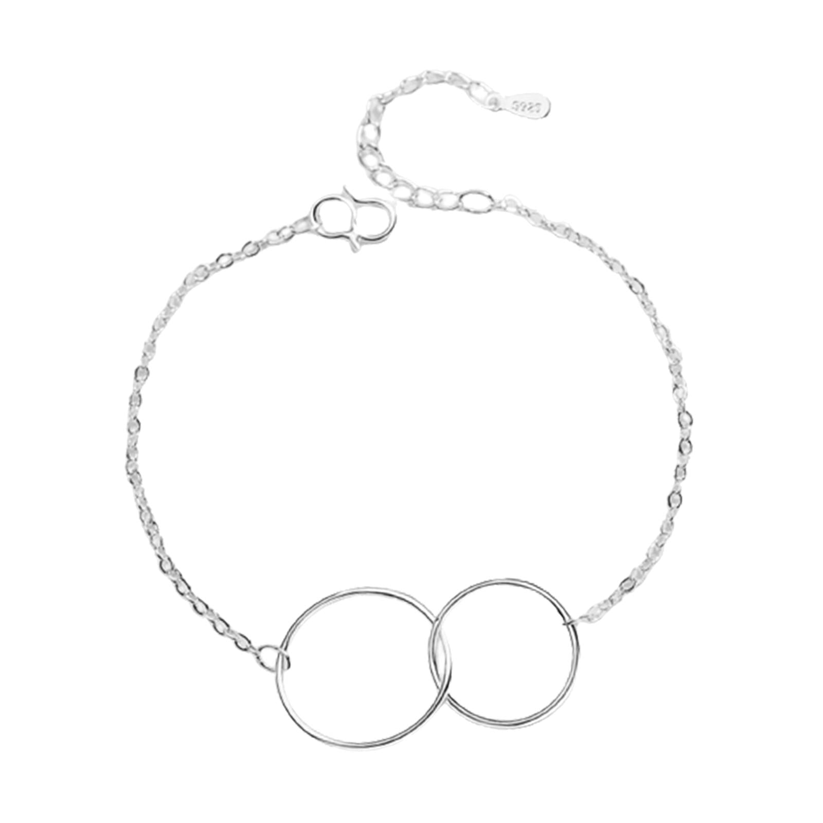 Silverly Pulsera Corazones Entrelazados Chapada Oro Rosa Mujer Plata De Ley 925 | Corazón Doble Bicolor Delicada Cadena Tipo Cable | Joya Simbólica