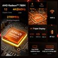 thumbnail image 2 of BRENUC N7P Mini PC, AMD Ryzen 7 8845HS, 8 Go DDR5, 512 Go SSD Ordinateur de Bureau, 2 of 9