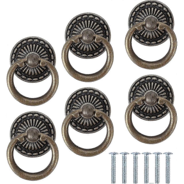 6 Pcs Furniture Knobs Ring Cabinet Handle Vintage Cabinet Knobs Drawer Knobs Drawer Cupboard Drawer Pulls Knob for Cabinet Cupboard Dresser Door Cabin
