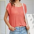thumbnail image 1 of Puntoco Liquidación de blusas cortas para mujer, moda femenina, color sólido, cuello redondo, manga corta, camisa de punto informal grande, 1 of 5