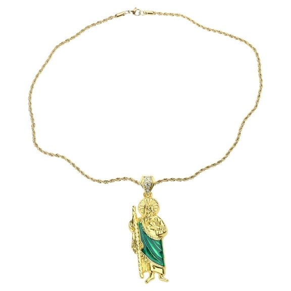 FENOHREFE Saint Jude Pendant Necklace Adjustable Length Neckchain Gold Tone Clavicle Chain Religious Jewelry for Men and Women