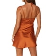 thumbnail image 6 of Seyurigaoka Women Summer Sexy Backless Sling Dress, Solid Color Sleeveless Spaghetti Straps Tie Up Straps Pleated Chest One Piece Skirt, 6 of 9