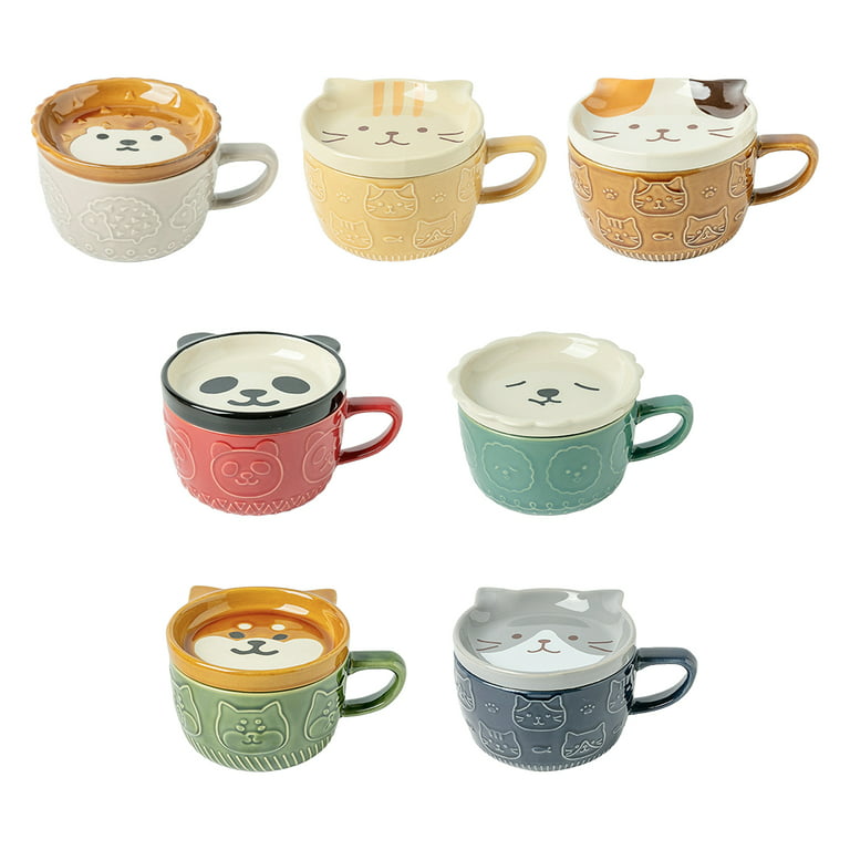 Mug Kawaii Mug Ceramic Coffee mug with lid Tea cup with lid Cat Cup Unique  novelty cup aesthetic gift for animal lovers ceramic cup lid set 