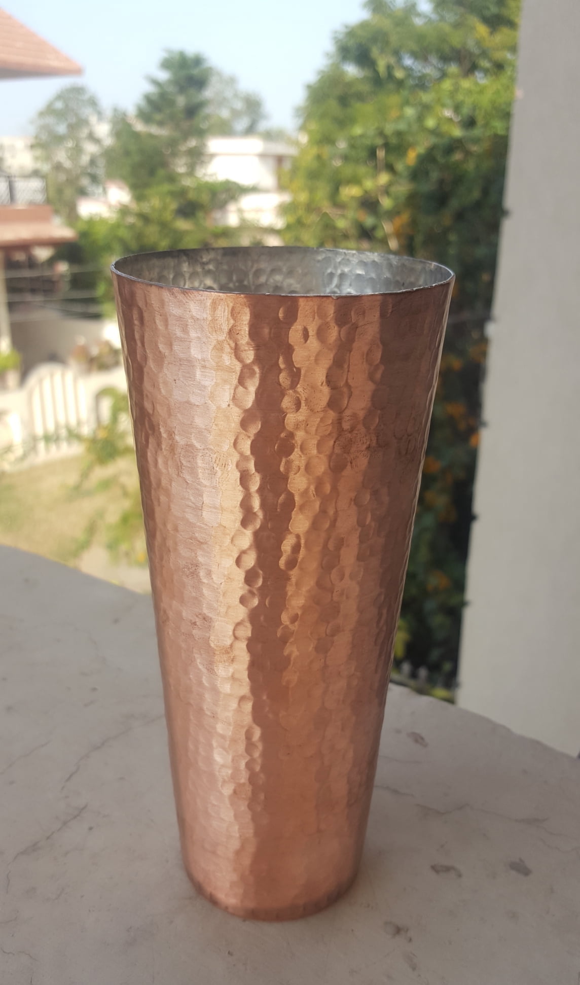 MexHandcraft Aqua Blue Rim 10oz Tumbler Glazen (set van 6) Mexicaans handgemaakt glaswerk, gerecycled glas, loodvrij, toxinevrij (beker