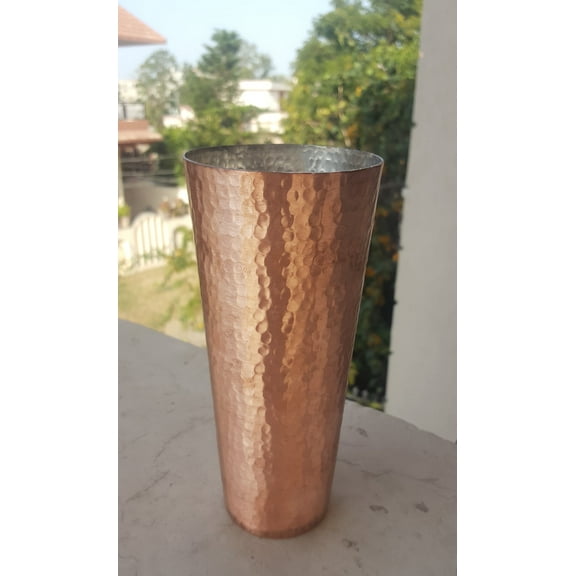 De Kulture Works Pure Solid Copper Glass Cup Tumbler, 600 ml