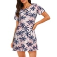 thumbnail image 1 of Easygdp Tropics Palm Trees Camisón de manga corta para mujer, informal, estampado, 1 of 6