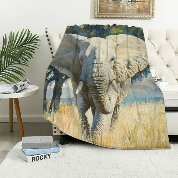 BCIIG White Elephant Blanket - Soft & Cozy Lightweight   White Elephant Throw Blanket for Couch, Bedding, Travel - Fuzzy White Elephant Decor White Elephant Gifts for Outdoor and Indoor   40x50in