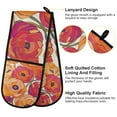 thumbnail image 2 of Yayeee Double Oven Mitt Kitchen Heat Resistant Baking 35" x7" Quilted Glove, Orange Hand Drawn Floral, 2 of 6
