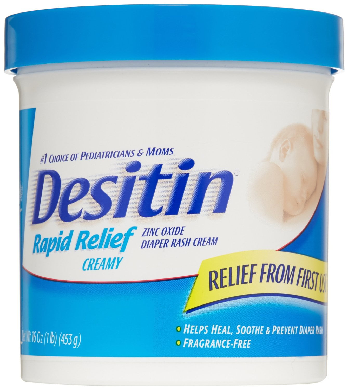 Desitin Diaper Rash Cream Rapid Relief, 16Ounce Jar