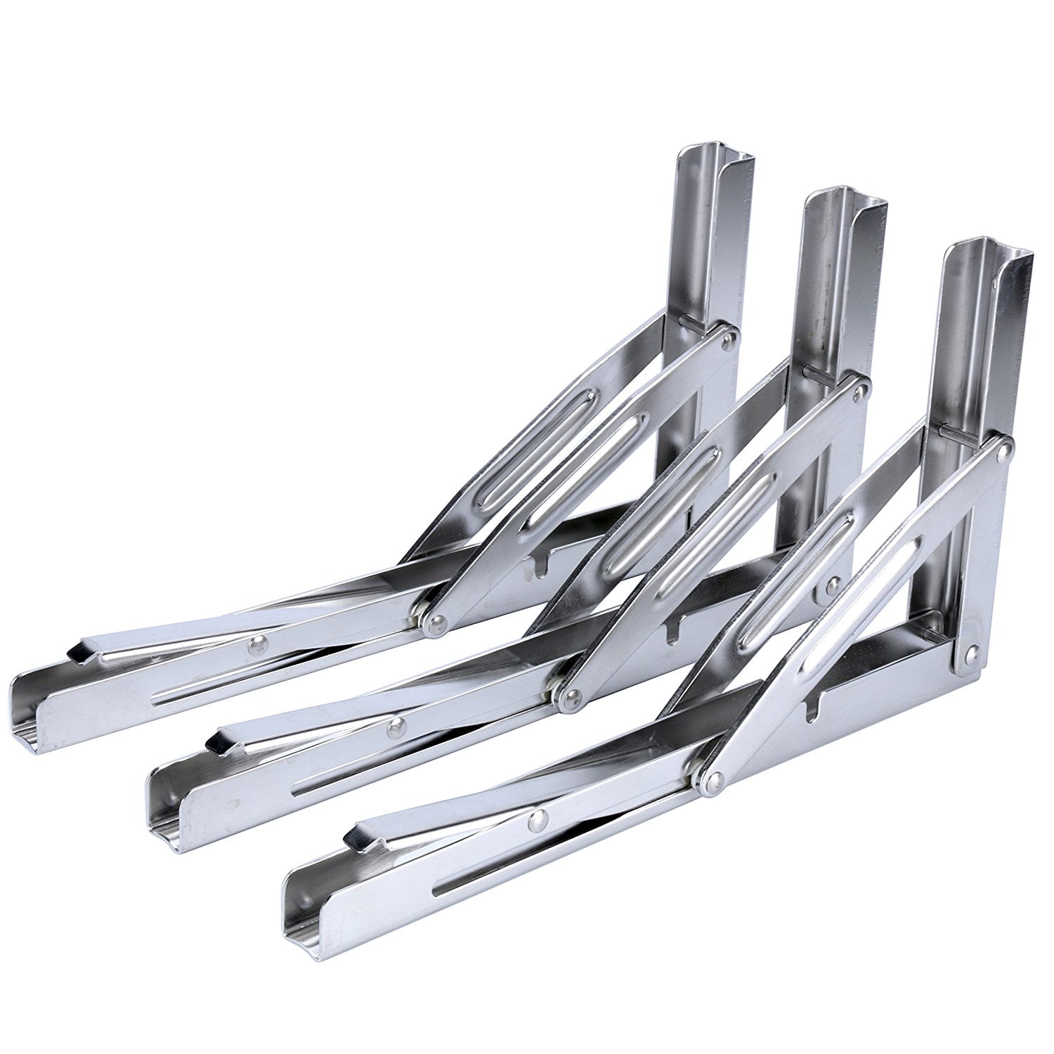 Long Release Arm Heavy Duty Polished Stainless Steel Folding Shelf Bench Table Or Bracket Max Load 550lb 250kg Made