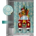 thumbnail image 3 of Christmas Shower Curtain Red Truck With Gingerbread Man Xmas Tree Christmas Shower Curtains for Bathroom Decor Snowflake Blue For Christmas Decoration Bath Curtains Sets with Hooks Extra Long 84"x72", 3 of 6