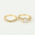 thumbnail image 4 of Fino Anillo Compromiso Oro 14k Lam Zirconias Corte Diamante dorado 8, 4 of 5