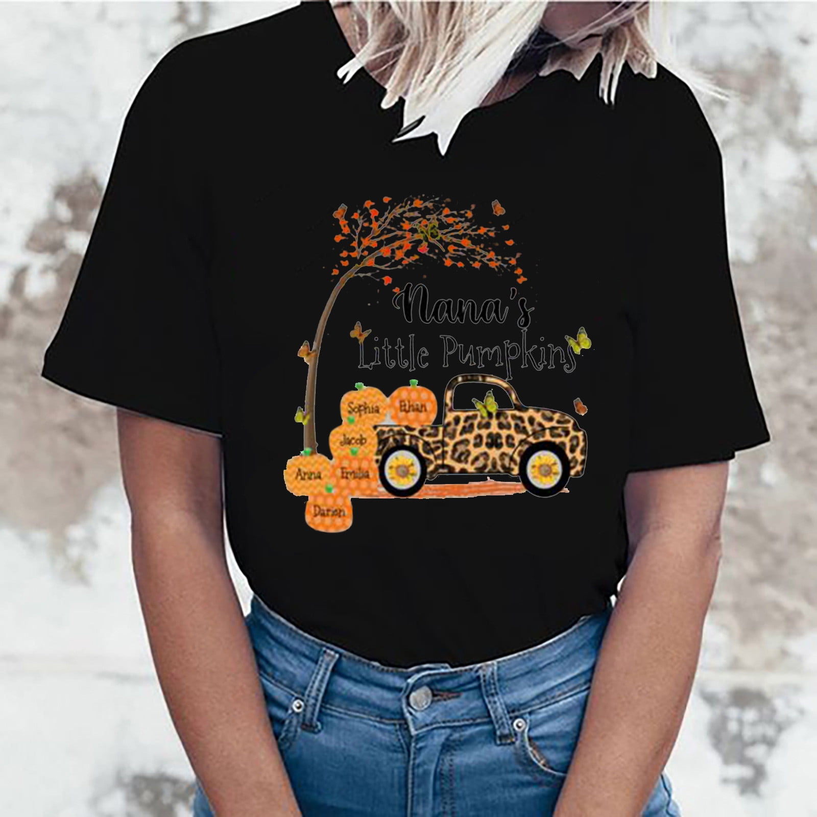 Meichang 3/4 Sleeve T Shirts for Women, Nana'S Little Pumpkins