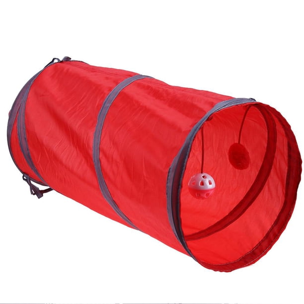 Pet Cat Tunnel Funny Play Toy Juguete plegable con dos bolas (rojo) Likrtyny Mascotas