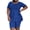 Blue, variant on Womens Suits 2 Piece Set 2025 Women's Summer Fashion Solid Color Short Sleeve Solid Color Round Collar Pleated Top Casual Pants Set Two-Piece Suit