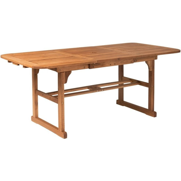 Transitional Acacia Wood Patio Dining Table in Brown