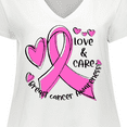 thumbnail image 4 of Inktastic Love, Care, Cure Breast Cancer Awareness Pink Ribbon Women's Plus Size V-Neck T-Shirt, 4 of 5