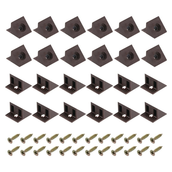 50Packs 90 Degree Plastic Corner Braces, 14x13x9mm Nylon Shelf Right Angle Brackets with Screws (Brown)