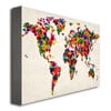 Trademark Art "Hearts World Map" Canvas Art by Michael Tompsett