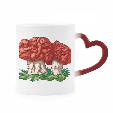 

Cute Red Mushroom Illustration Pattern Heat Sensitive Mug Red Color Changing Stoneware Cup