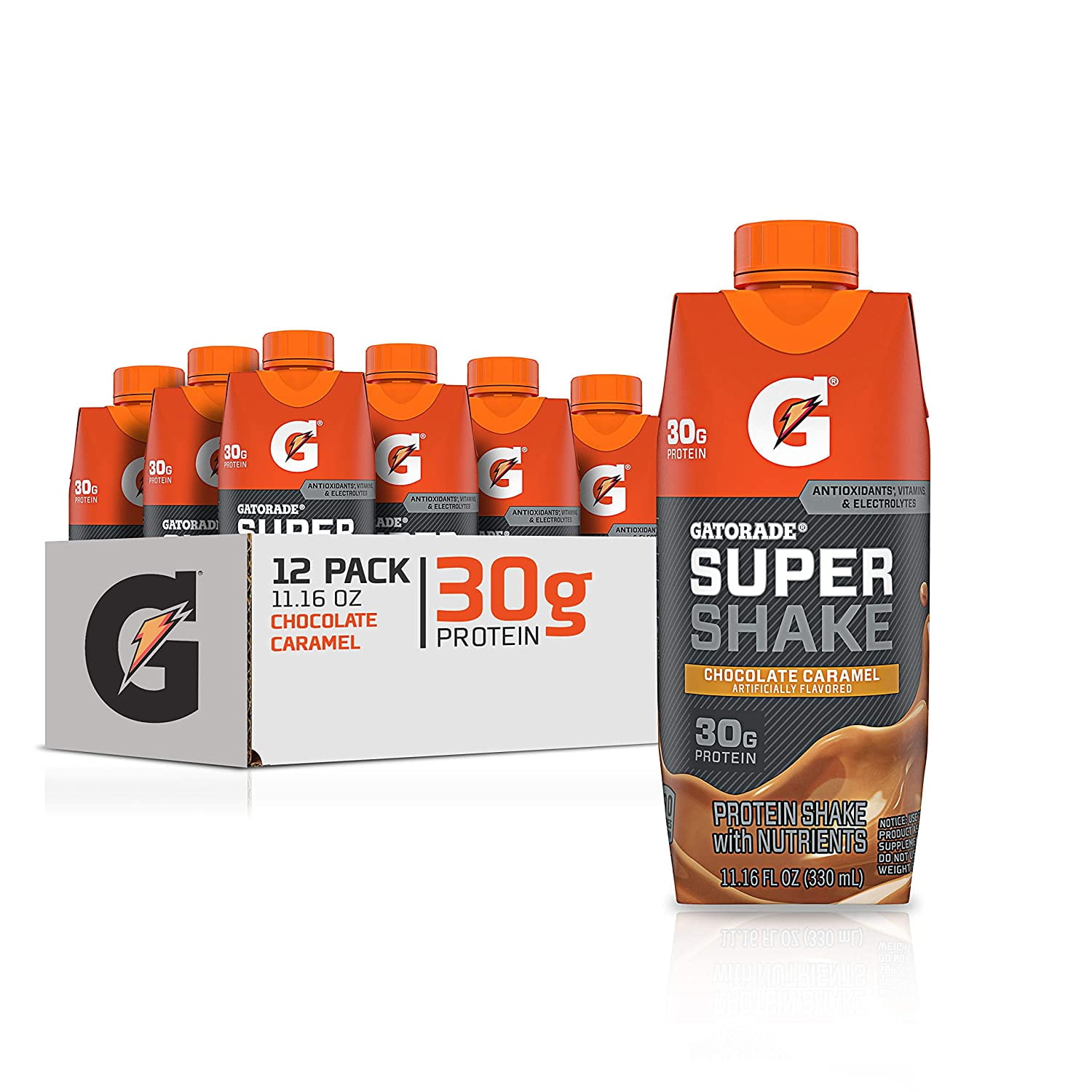 Gatorade Super Shake, Chocolate, 30g Protein, 11.16 fl oz Carton, Pack