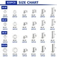thumbnail image 6 of 1575 PCS Nuts and Bolts Assortment Kit, Stainless Steel Phillips Pan Head & Flat Head Screws, Assorted Nuts Bolts Washers with Double Sided Organizer Box, 6 of 8