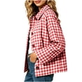 thumbnail image 5 of BXJX Womens Plaid Shackets, Long Sleeve Button Down Lightweight Lapel Collar Shacket Jackets with Pockets Red Size XL, 5 of 7