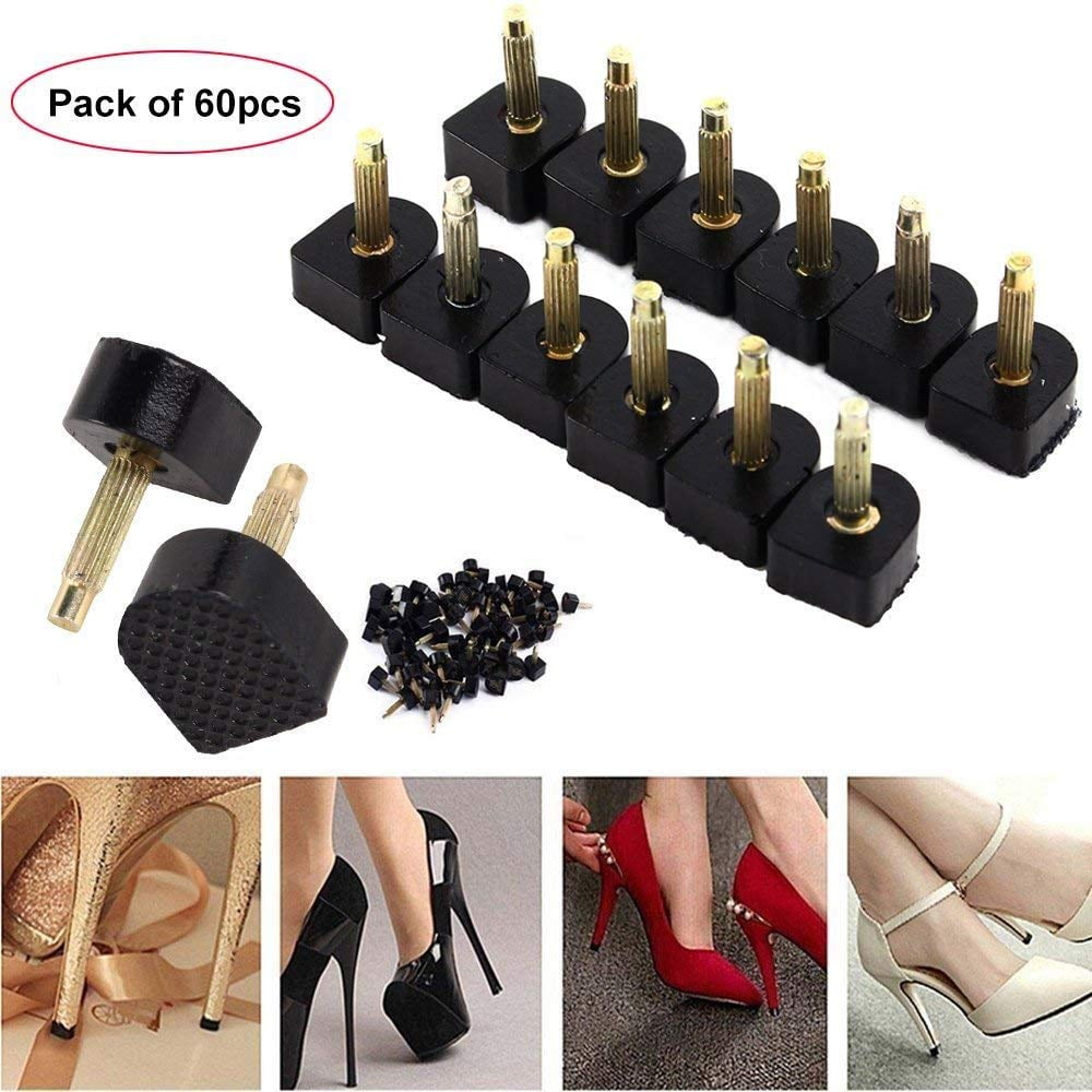 Pin Like Rubber 2 x Round Shoe High Heels Stiletto Sole Repair Caps Tip 
