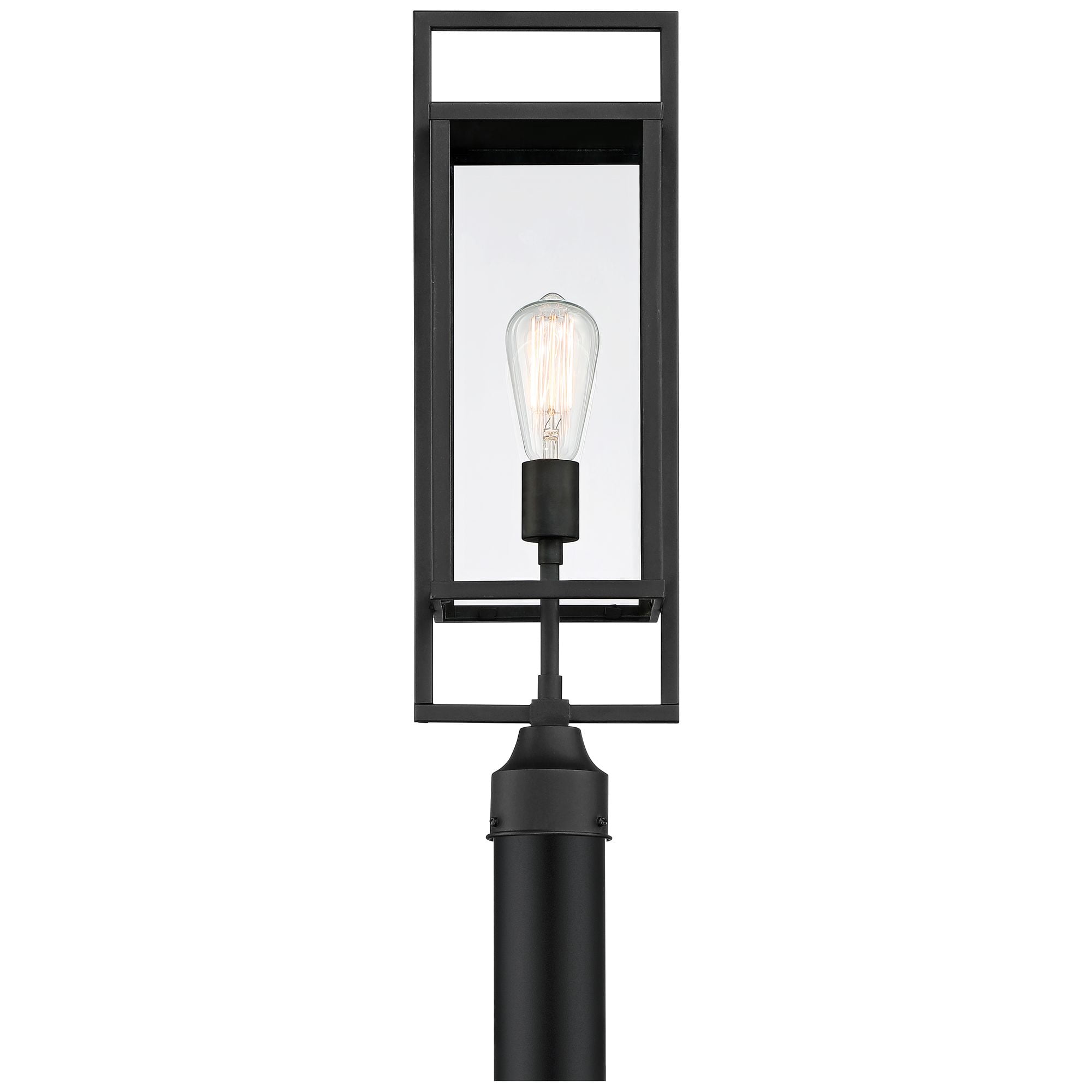Possini Euro Design Jericho Modern Outdoor Post Light Textured Black 22" Clear Glass Panel for Exterior Barn Deck House Porch Yard Patio Home Outside