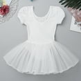 thumbnail image 4 of JanJean Toddler Little Girls Short Bubble Sleeves Rhinestone Ballet Dance Leotard Tutu Skirted White 5, 4 of 7