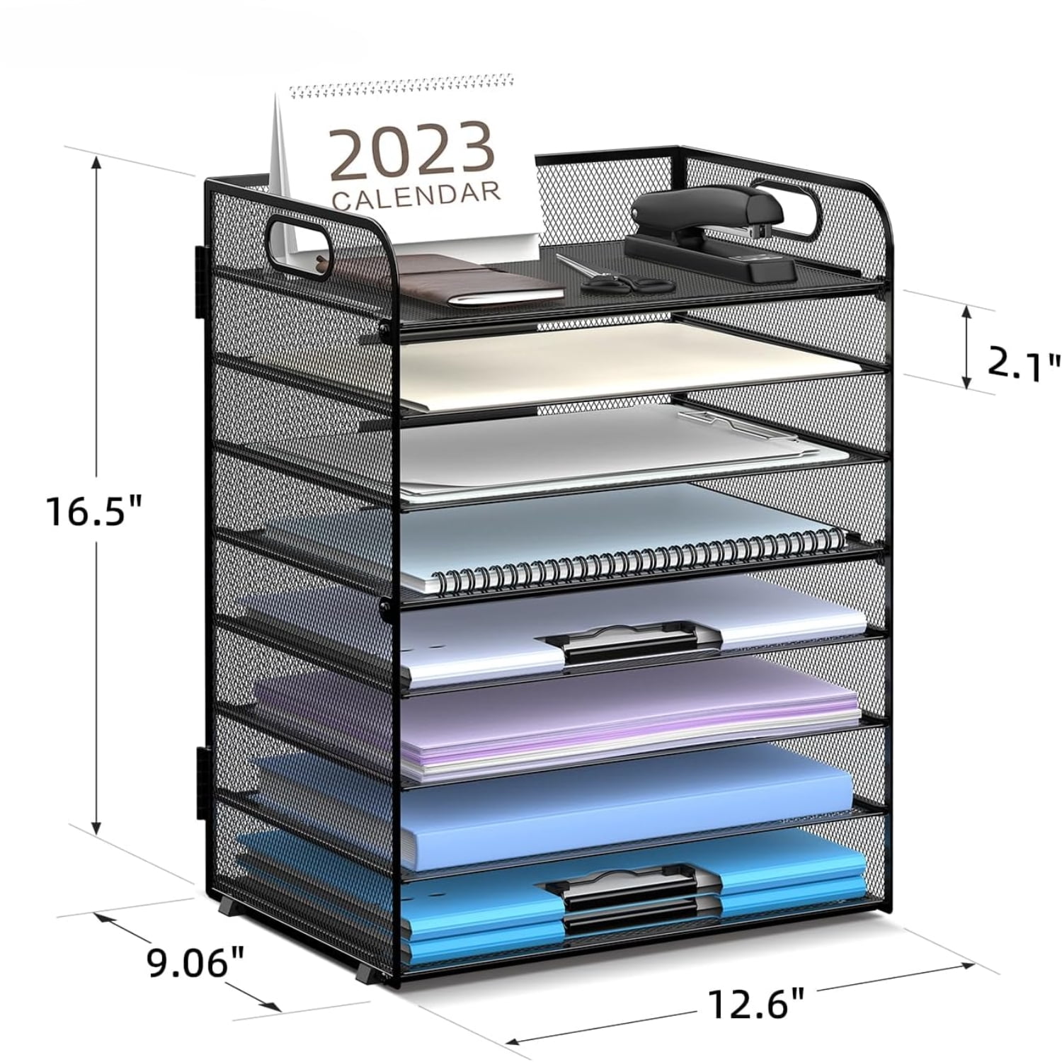 INTIGE 8-Tier Paper Letter Tray Organizer with Handles, Desk Organizers and Accessories, Desk Paper Organizer for Office, Home