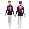 thumbnail image 3 of Aislor Kids Girls Shiny Rhinestones Gymnastic Long Sleeve Leotard with Shorts Skating Dancewear Hot Pink 8, 3 of 7