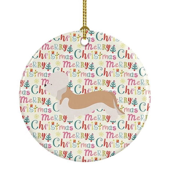 Dandie Dinmont Terrier Merry Christmas Ceramic Ornament 2.8 in x 2.8 in