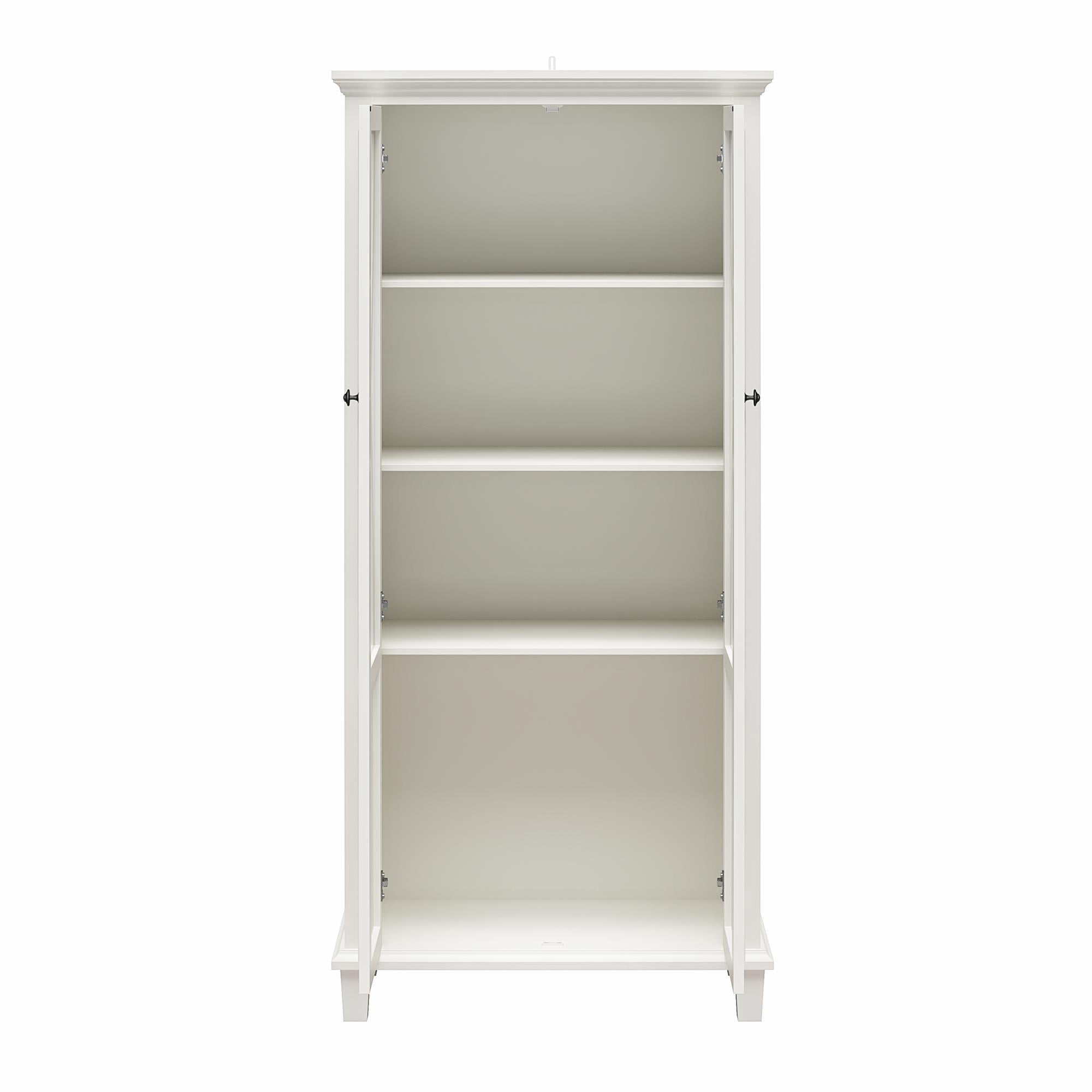 Ameriwood Home Pennington Tall Accent Cabinet with Glass Doors, White