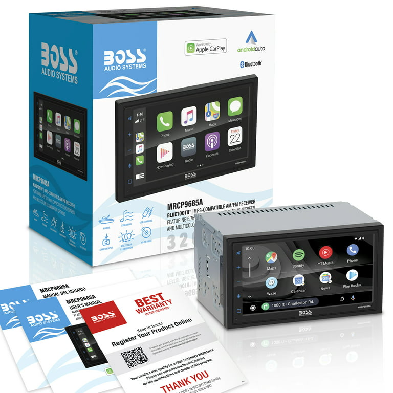 BOSS Audio Systems BCPA9685RC Car Audio Stereo System, Apple CarPlay,  Android Auto, 6.75 Inch Double-Din, Touchscreen, Bluetooth Audio and  Calling Head Unit, AM/FM Radio Receiver, USB, Backup Camera
