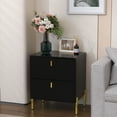 thumbnail image 2 of DIYART Luxury Fluted Night Stand Set of 2, Nightstand with 2 Drawers, Modern Bedside Table with Golden legs and handles, End tables for Living Room Bedroom, Black, 2 of 8