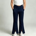 thumbnail image 5 of Grblisyd Girls Uniform School Pants Kids Flare Bell Bottoms Cross High Waisted Athletic Leggings With Pocket for Dance Running and Yoga, 5 of 6