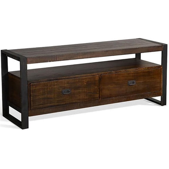 Pemberly Row 64" Transitional Wood TV Console in Tobacco Leaf