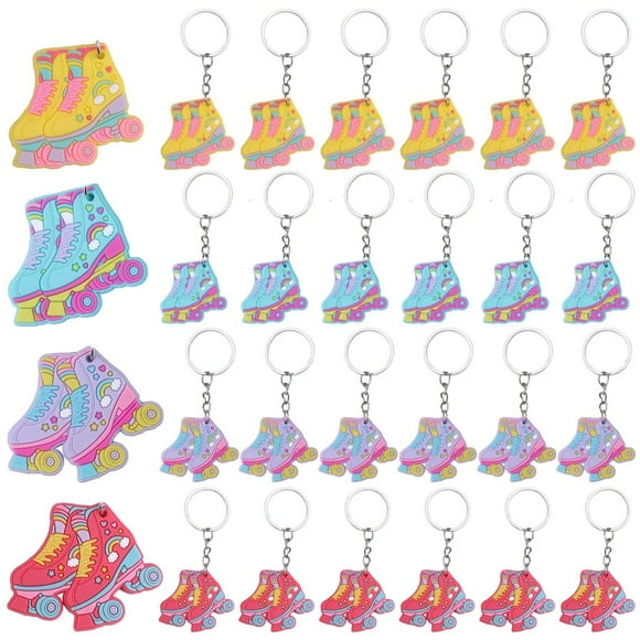Retro Skate Keychains - 24pcs Roller Skate Party Favors for 80's Theme Birthday & 90s Throwback Hip Hop Decorations