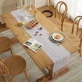 thumbnail image 6 of Table Runner, Rustic Farmhouse Table Runners with Tassels, Boho Cotton Linen Table Runner for Table Decorations, Holiday Party and Wedding, 72 Inches, 6 of 7