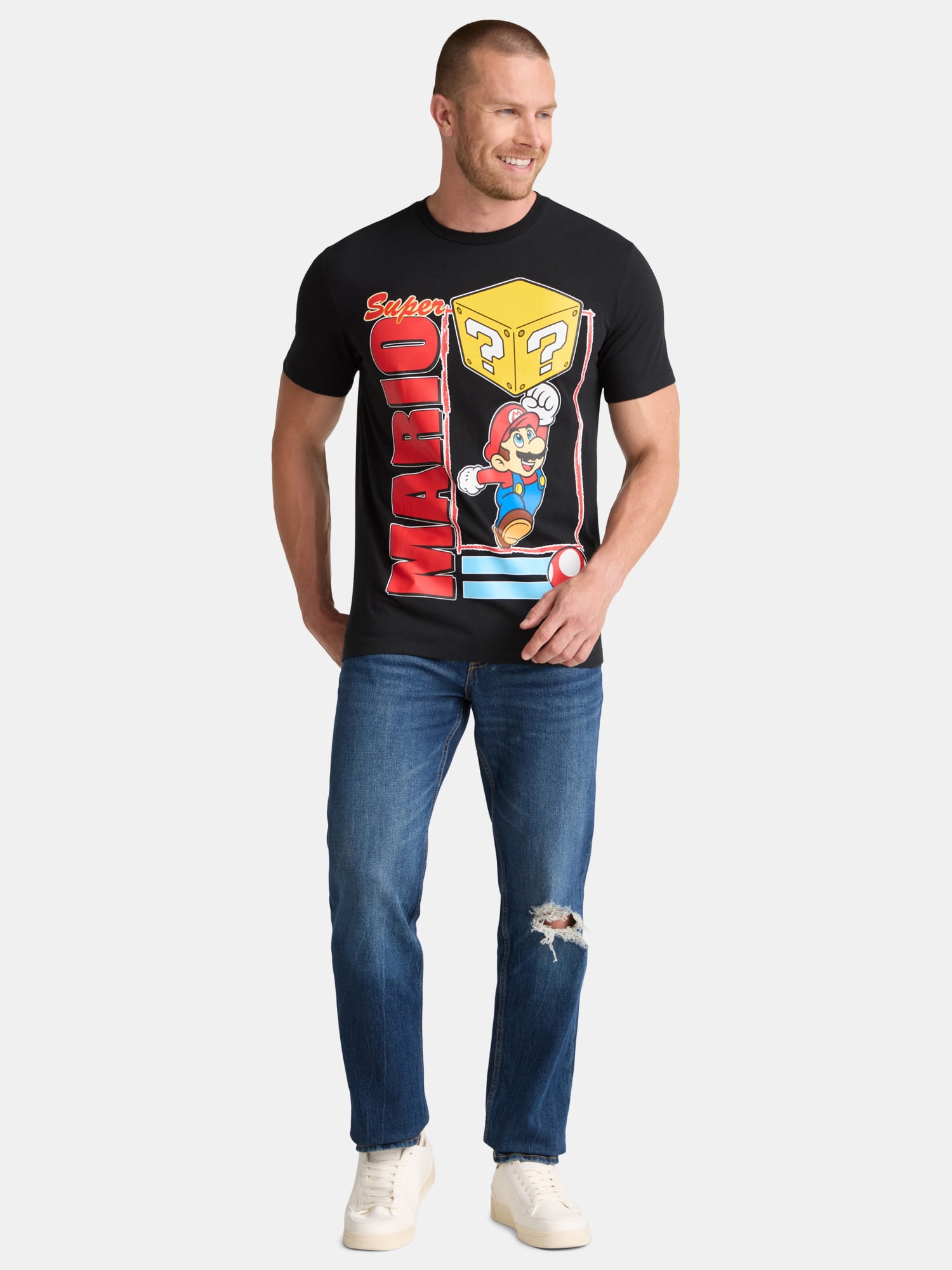 Nintendo Super Mario, Men's & Big Men's Graphic Tee, Mario Jump, Sizes S-3XL
