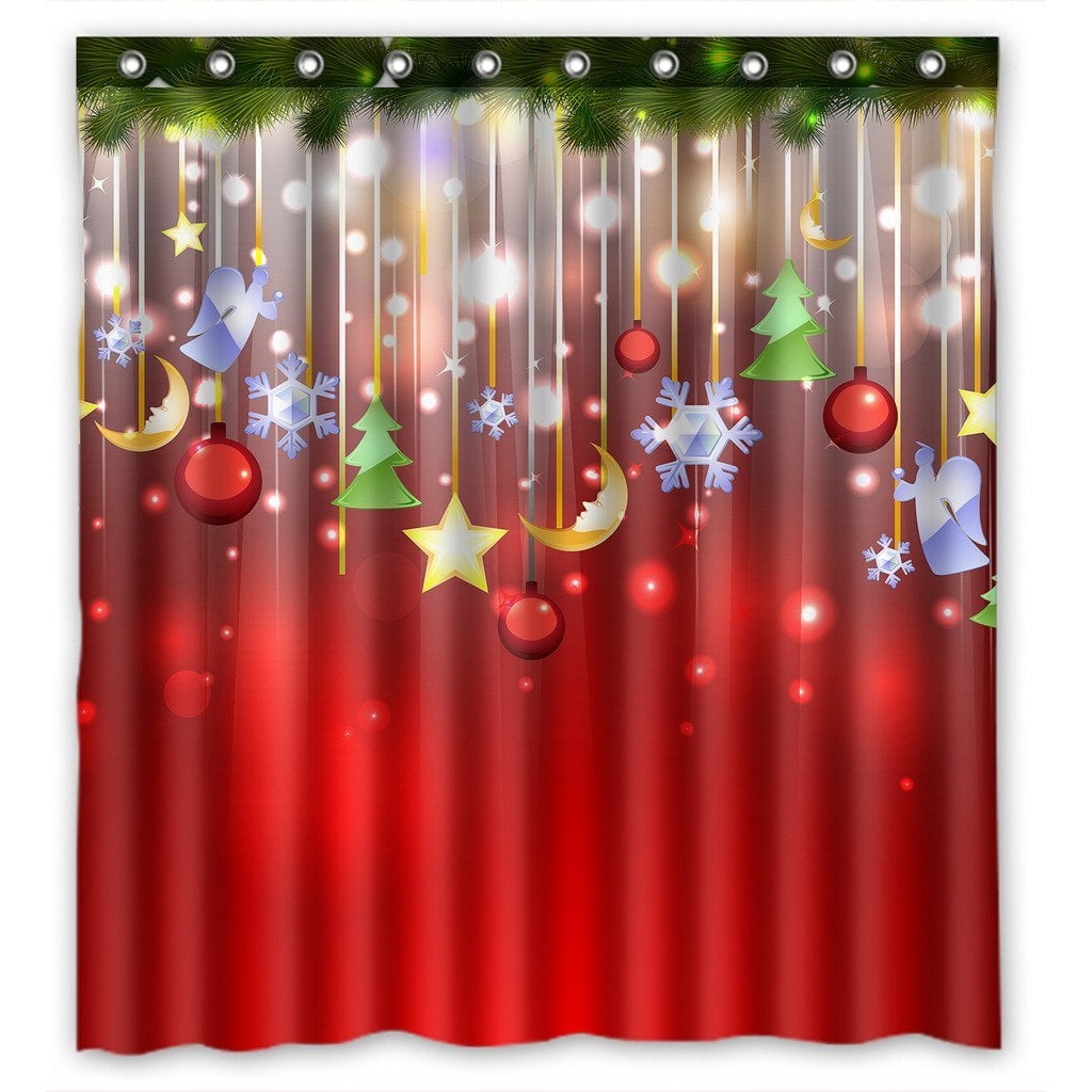 GCKG Merry Christmas Time Xmas Fantastic Christmas Waterproof Polyester Shower Curtain Bathroom Deco 66x72 inches
